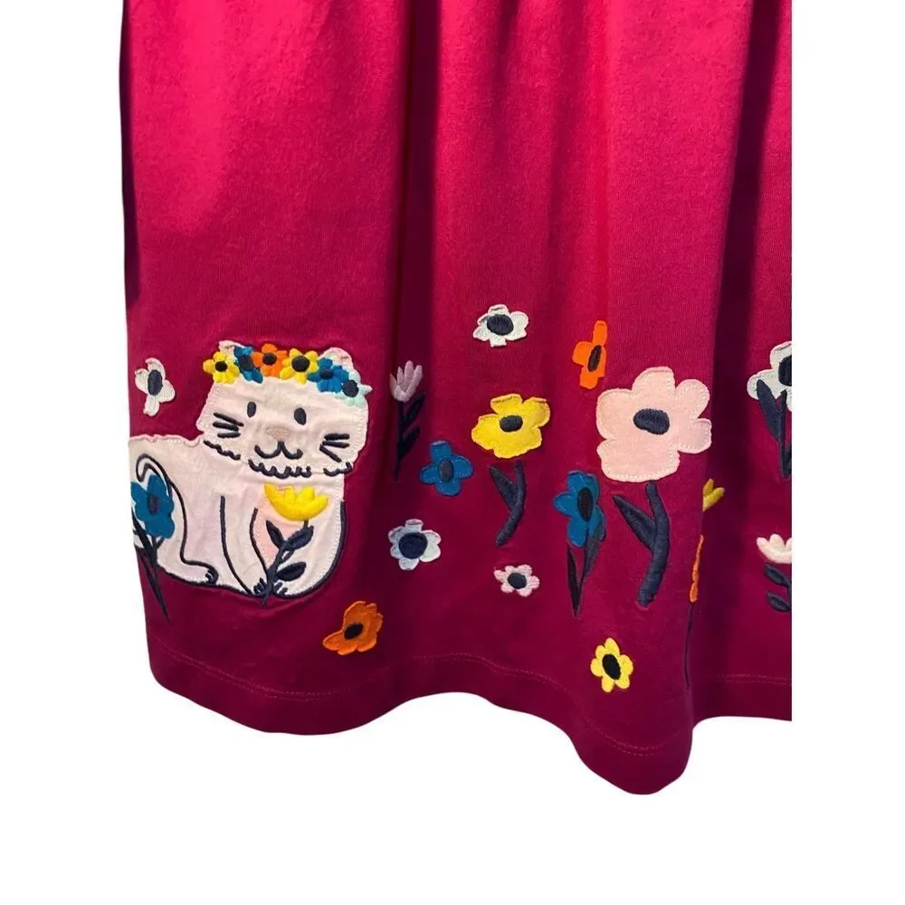 Hanna Andersson girls magenta Kat floral embellished dress 8